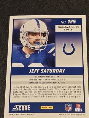 2024 Score #125 Jeff Saturday Red - Thumbnail 2