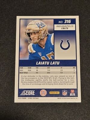 2024 Score #316 Laiatu Latu Red - Thumbnail 2