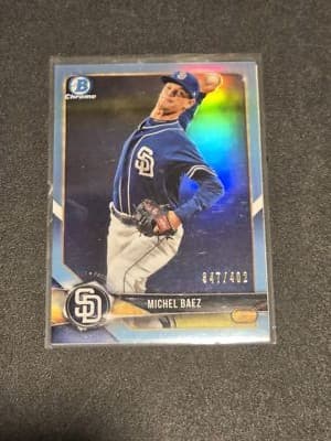 2018 Bowman Draft #BDC-130 Michel Baez Chrome Sky Blue Refractor #/402 - Image 1