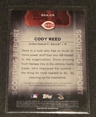 2016 Topps Update #SRA-CR Cody Reed Scouting Report Autographs - Thumbnail 2