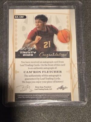 2023 Leaf Trinity #BA-CRF Cam'Ron Fletcher Holo Gold #/10 - Thumbnail 2