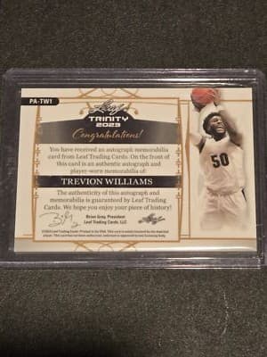 2023 Leaf Trinity #PA-TW1 Trevion Williams Patch Autographs Gold #/75 - Thumbnail 2