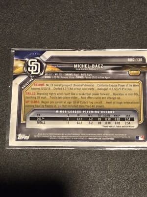 2018 Bowman Draft #BDC-130 Michel Baez Chrome Sky Blue Refractor #/402 - Thumbnail 2