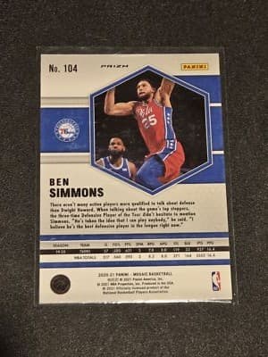 2020-21 Panini Mosaic #104 Ben Simmons Mosaic Camo Pink - Thumbnail 2