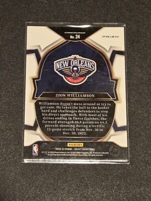 2022-23 Panini Select #24 Zion Williamson Green White Purple Prizms - Thumbnail 2