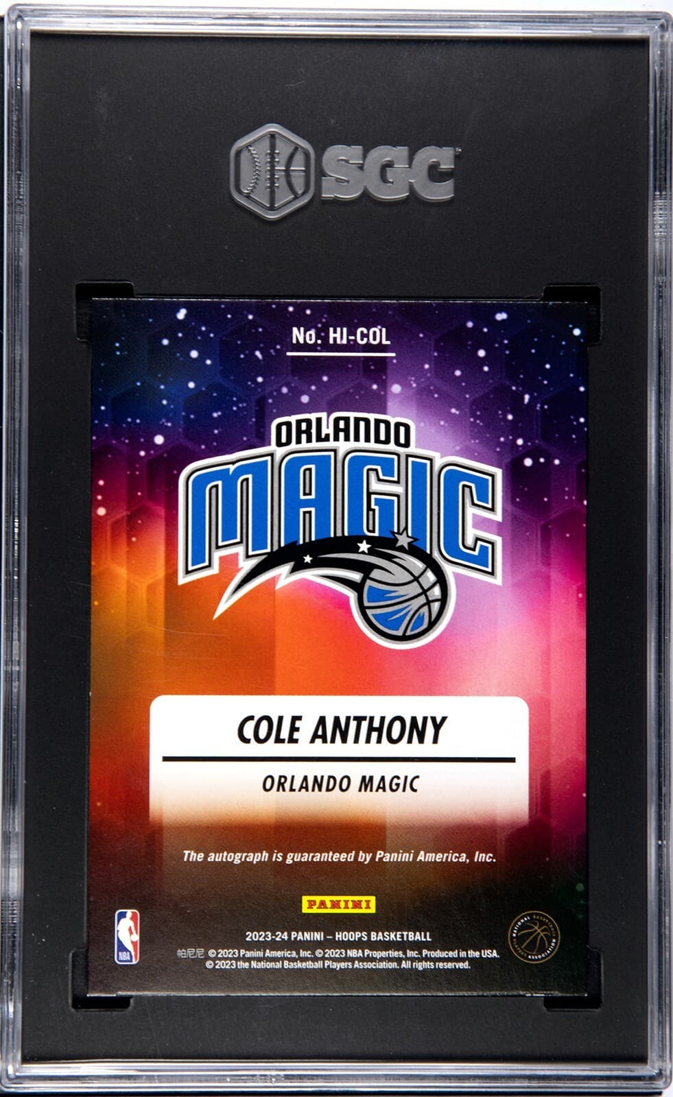 2023-24 cole anthony hoops ink auto graded by SGC With A 8 / 10 auto - Thumbnail 2