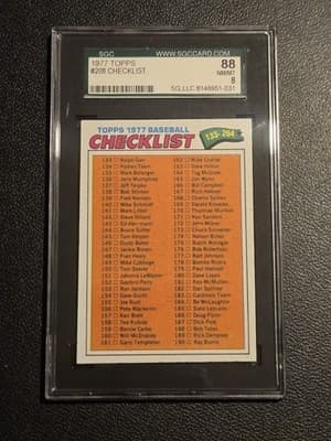 1977 Topps #208 Checklist: 133-264 SGC 8 - Image 1