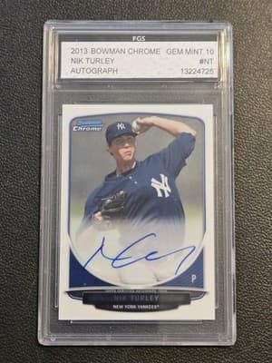 2013 Bowman Chrome #BCA-NT Nik Turley Prospects Autographs FGS 10 - Image 1