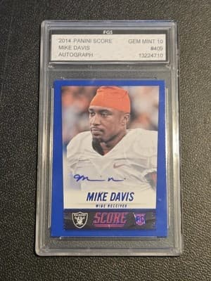 2014 Score #409 Mike Davis Rookie Signatures Blue FGS 10 - Image 1
