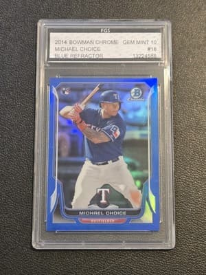2014 Bowman Chrome #18 Michael Choice Blue Refractor FGS 10 #/250 - Image 1