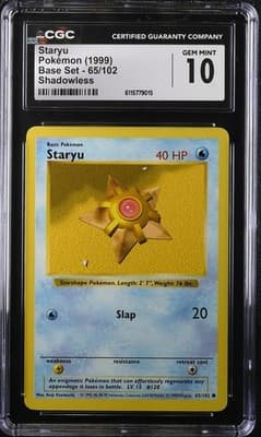 Base Set (Shadowless) #065/102 Staryu CGC 10 - Image 1