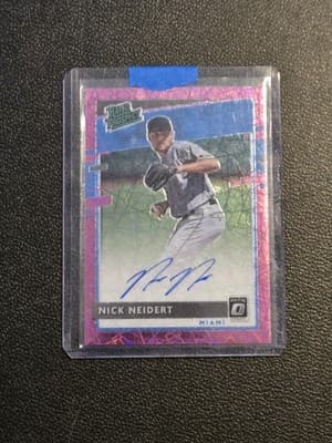 2020 Donruss Optic #RPS-NN Nick Neidert Rated Prospects Signatures Pink Velocity - Image 1