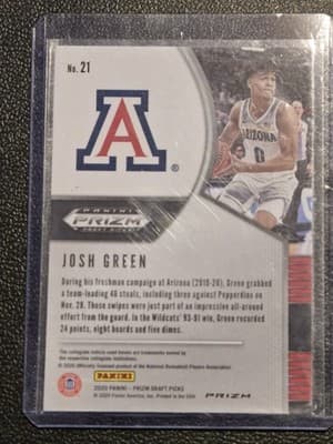 2020 Panini Prizm Draft Picks Collegiate #21 Josh Green Purple Wave - Thumbnail 2