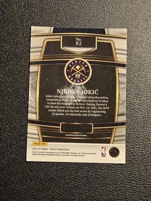 2021-22 Panini Select #82 Nikola Jokic Blue (Retail Base) - Thumbnail 2