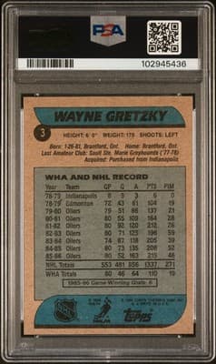 1986 Topps #3 Wayne Gretzky PSA 7 - Thumbnail 2