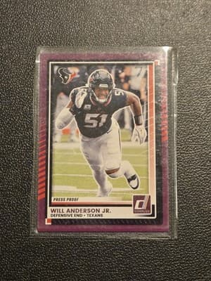 2025 Donruss #62 Will Anderson Jr. Press Proofs Purple - Image 1