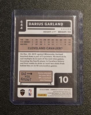2019-20 Panini Chronicles #644 Darius Garland RC - Thumbnail 2