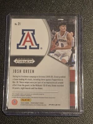 2020 Panini Prizm Draft Picks Collegiate #21 Josh Green Purple Wave - Thumbnail 2