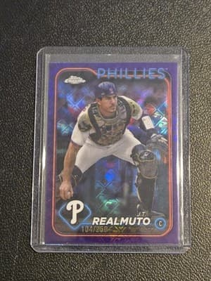 2024 Topps Chrome #261 J.T. Realmuto Purple MLB Refractors #/250 - Image 1