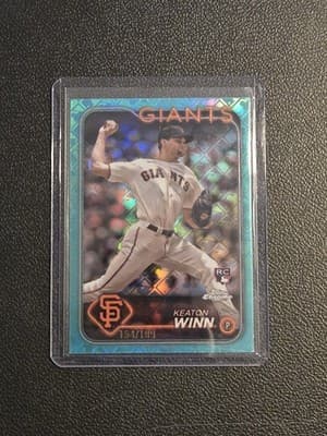 2024 Topps Chrome Logofractor Edition #208 Keaton Winn Aqua MLB Refractors #/199 - Image 1