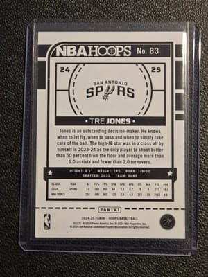 2024-25 Hoops #83 Tre Jones Blue - Thumbnail 2