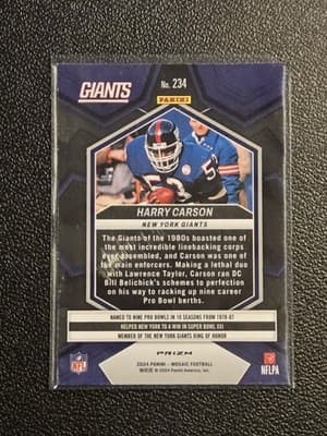 2024 Panini Mosaic #234 Harry Carson Mosaic Reactive Blue - Thumbnail 2