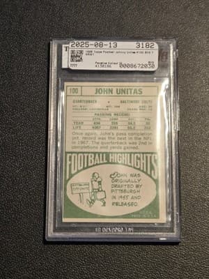 1968 Topps #100 John Unitas BVG 7 - Thumbnail 2
