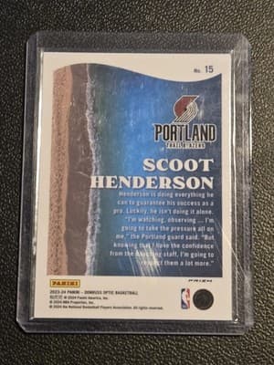 2023-24 Donruss Optic #15 Scoot Henderson Splash Holo - Thumbnail 2