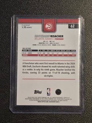 2025-26 Topps #62 Zaccharie Risacher Gold #/2025 - Thumbnail 2