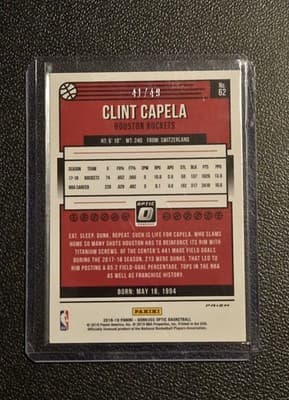 2018-19 Donruss Optic #62 Clint Capela Blue #/49 - Thumbnail 2