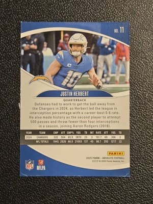 2025 Panini Absolute #11 Justin Herbert Retail - Thumbnail 2