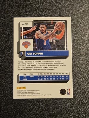 2022-23 Donruss #12 Obi Toppin Holo Laser Green - Thumbnail 2