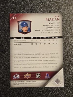 2020-21 Upper Deck #T-18 Cale Makar 2005-06 Upper Deck Tribute - Thumbnail 2