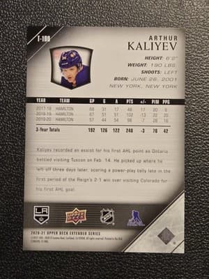 2020-21 Upper Deck #T-100 Arthur Kaliyev 2005-06 Upper Deck Tribute - Thumbnail 2