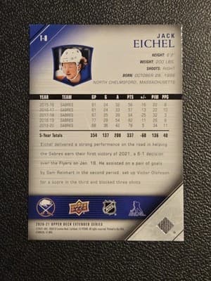 2020-21 Upper Deck #T-8 Jack Eichel 2005-06 Upper Deck Tribute - Thumbnail 2