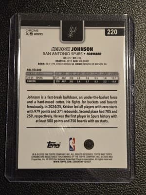 2025-26 Topps Chrome #220 Keldon Johnson Blue Refractor #/150 - Thumbnail 2