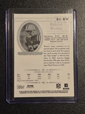 2006 Bowman Sterling #BS-RW Reggie Wayne - Thumbnail 2