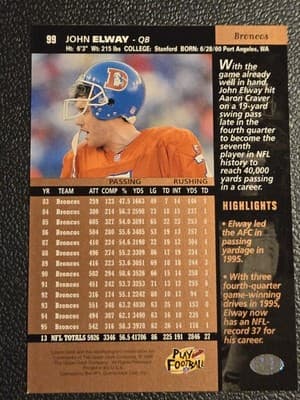 1996 Upper Deck #99 John Elway - Thumbnail 2
