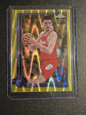 2025-26 Topps Chrome #128 Zach Edey Yellow RayWave Refractor #/275 - Image 1
