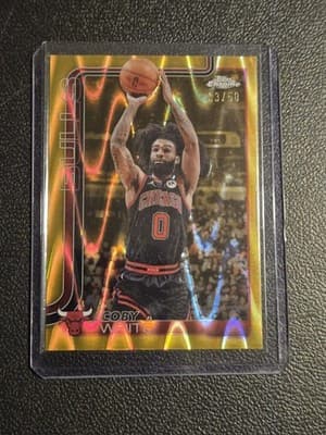 2025-26 Topps Chrome #80 Coby White Gold RayWave Refractor #/50 - Image 1