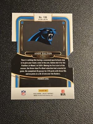 2024 Panini Select #106 Andy Dalton Silver Prizm Die Cut - Thumbnail 2