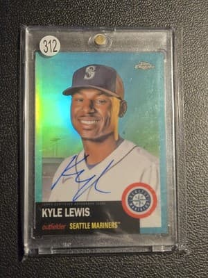 2022 Chrome Platinum Anniversary Kyle Lewis Autographs Aqua Refractor #/150 - Image 1