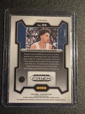 2024 Panini Prizm Draft Picks #69 Zaccharie Risacher Prizms Purple Wave - Thumbnail 2