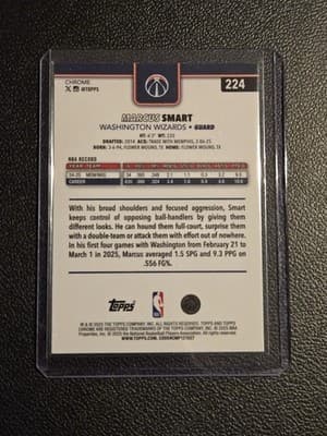 2025-26 Topps Chrome #224 Marcus Smart Yellow RayWave Refractor #/275 - Thumbnail 2