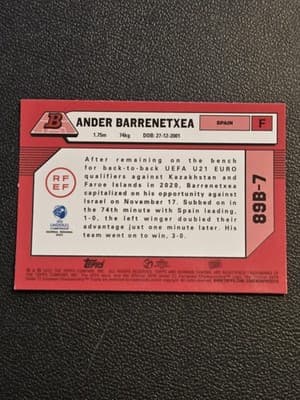 2022 Bowman Chrome Road to UEFA U21 Euros #89B-7 Ander Barrenetxea 1989 Bowman - Thumbnail 2