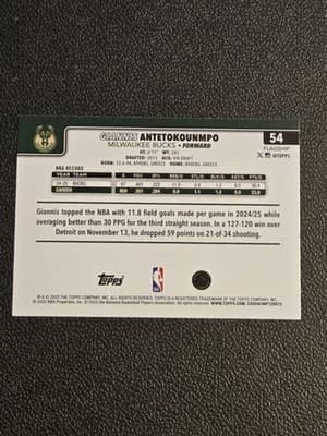 2025-26 Topps #54 Giannis Antetokounmpo - Thumbnail 2