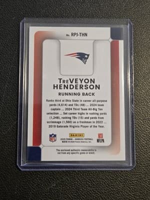 2025 Donruss #RPJ-THN TreVeyon Henderson Rookie Phenom Jerseys - Thumbnail 2