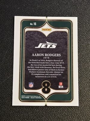 2024 Panini Select - Select Numbers Prizm #16 Aaron Rodgers - Thumbnail 2
