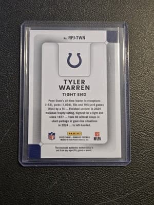 2025 Donruss #RPJ-TWN Tyler Warren Rookie Phenom Jerseys - Thumbnail 2