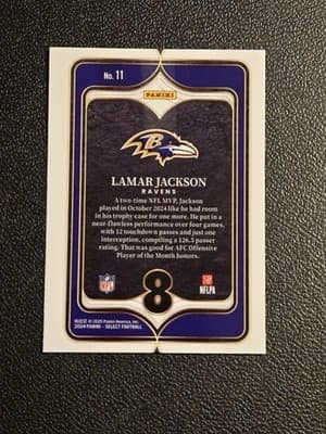 2024 Panini Select - Select Numbers #11 Lamar Jackson - Thumbnail 2